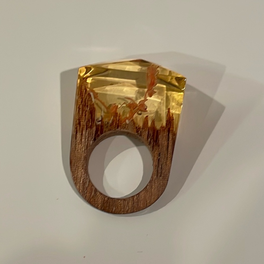 Wood flower ring size small